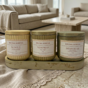 Velas Artesanais - Bosque - Memórias e Despertar Kit com Bandeja